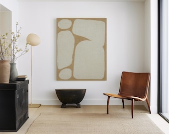 Japandi Wall Art: Neutral Minimalist Abstract Artwork, Organic Modern Wabi Sabi Decor - Traced Plain
