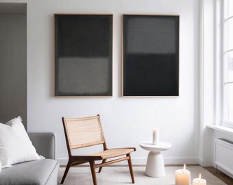 Set Of 2 Japandi Wall Art: Minimalist Abstract Diptych, 2 Piece Gray Artworks (Digital Download)