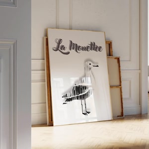 Fisherman Aesthetic,Minimalist Nautical La Mouettee Wall Art,Black And White Wall Art,Nautical Nursery Decor,French Art Print,Bird Wall Art