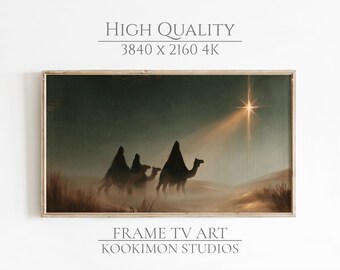 Kerstlijst TV Art: Schilderij van de Drie Wijzen, Christelijke kerststaldecoratie #TV127