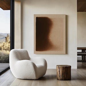 Japandi Wall Art: Earth Tone Minimalist Abstract Artwork, Organic Modern Artwork - Earthen Shadow