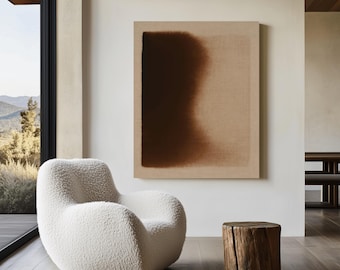 Japandi Wall Art: Earth Tone Minimalist Abstract Artwork, Organic Modern Artwork - Earthen Shadow