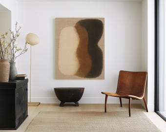 Neutral Abstract Wall Art: Japandi Minimalist Art Print, Earth Tone Organic Artwork - Sandline