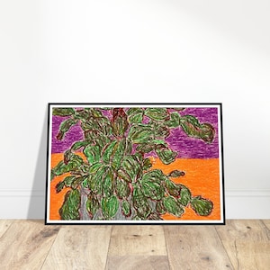 "Gerahmte Fine Art Print ""Frühlings Kaktus"", Original Kunstwerk ist Ölpastell auf Papier, Ölkreide Zeichnung, Giclée, Wand-Dekor, Pflanzenkunst, Pflanzenkunst."