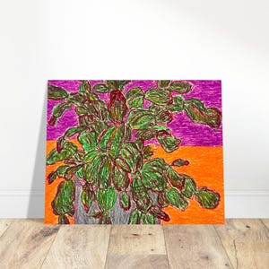 "Poster ""Frühlingskaktus"", Öl Pastell Zeichnung, Giclée Fine Art Print Poster, Wand-Dekor, Wandkunst."