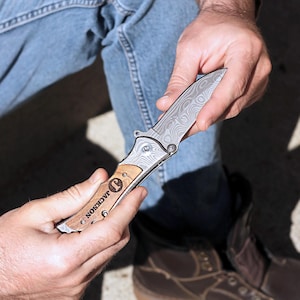 Personalized Assist Pocket Knife & Wooden Gift Box Set - Groomsmen Proposal Gift | Birthday gift, Gift for dad, Anniversary gift