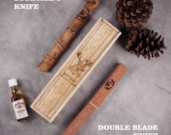 Personalized Groomsmen Gift Set: Engraved Knife & Wooden Box
