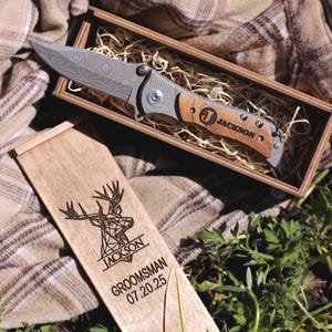 Groomsman gift box engraved & Manual Folding Knife Personalized - Groomsmen gift set, custom proposal gift, groomsmen asking