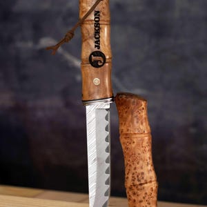 Engraved Timber Survivor Knife, Personalized Wooden Handle Blade with Sheath, Premium Gift for Camping & Bushcraft Enthusiasts 2025