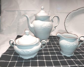 Conjunto vintage de açucareiro e leiteira Wawel