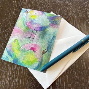 Conjunto de cartões de nota em branco com arte em aquarela original com envelopes, conjunto de papelaria, conjunto de presente