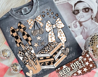 Books Bows Coffee PNG | Trendy | Checkered | Cheetah (Digital Download)