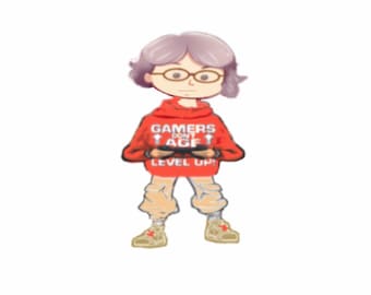 Gamer Grandma PNG-Avatar - Bebrillte kleine alte Dame, die für das Spielen ausgelegt ist - VeadoTube Mini bereit