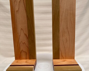 Paire de bougeoirs/appliques en bois faits main pour mur ou surface