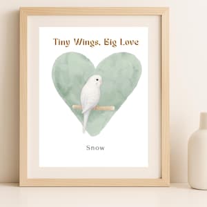 Individuell weißer Wellensittich Aquarell Druck: Personalisierte Vogel Kunst (Digitaler Download)
