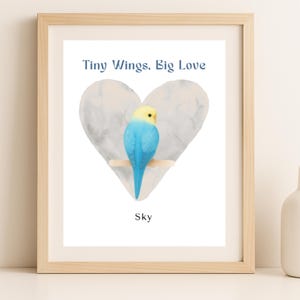 Gelbgesicht Wellensittich Aquarell Druck: Personalisierter Vogel Geschenk (Digital Download 8x10 A4)