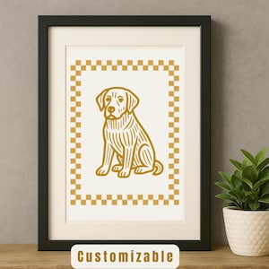 Labrador Retro Hund Druck - Mid-Century Hund Wand Kunst, Vintage Stil Haustier Illustration, Instant Download