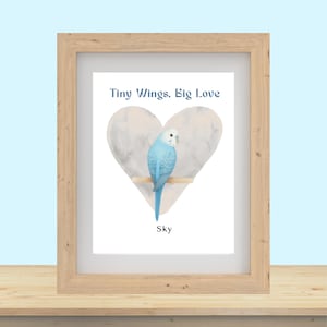 Individuell Blauer Wellensittich Aquarell Druck: Personalisierte Vogel Kunst (Digitaler Download 8x10 A4)