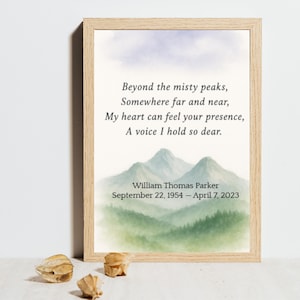 Memorial Poem Printable — Personalized Mountain Remembrance Art — Bereavement Sympathy Gift — Adult Loss Wall Print