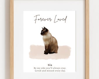 Siamese Cat Memorial Print – Personalized Pet Loss Gift (digital