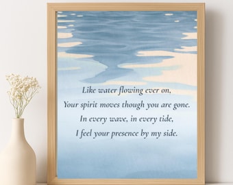 Ocean Trauer Trauer Gedicht Druck: Aquarell Erinnerung Wandkunst (Digitaler Download)