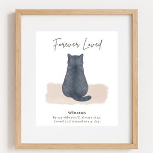 Personalized Cat Memorial Print: Watercolor Silhouette, Pet Loss Gift (Digital Download)