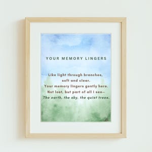 Printable Memorial Art  —  Nature Inspired Grief Gift  —  Wall Art for Loss and Bereavement  —  Healing Poetry Download