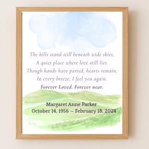 Memorial Poem Print: Personalized Sympathy Gift, Watercolor Landscape (Digital Download)