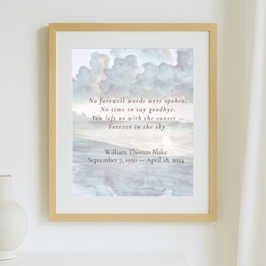 Personalized Sunset Memorial Art: Sympathy Poem Print (Digital Download 8x10 PDF/JPG)