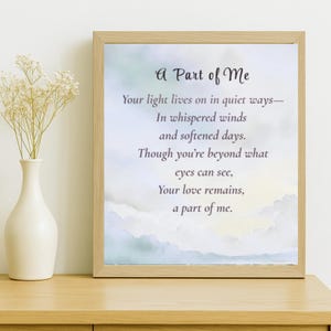 Memorial Poem Print: Sympathy Gift, Loss of Loved One (Digital Download 8x10 & A4 Sizes)