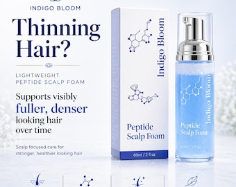 Indigo Bloom Peptide Scalp Foam for Thinning Hair, Fuller Denser Hair Growth