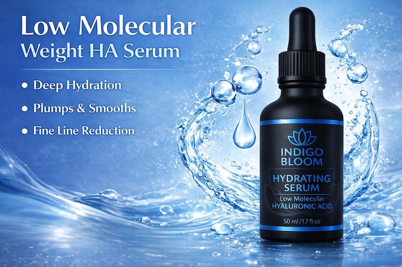 Indigo Bloom Hydrating Face Serum, Low Molecular Hyaluronic Acid with b5, 50ml image 4