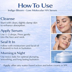 Indigo Bloom Hydrating Face Serum, Low Molecular Hyaluronic Acid with b5, 50ml image 3