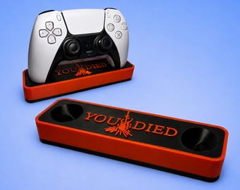 Soporte para mando de PS5 inspirado en Soulsborne / Soporte para DualSense con la frase "HAS MUERTO" / Regalo para gamers de fantasía oscura / Accesorio para configuración de escritorio de PS5