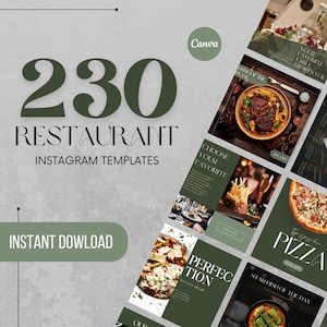 230 plantillas de publicaciones de Instagram para restaurantes, Instagram de comida roja, redes sociales para restaurantes, marketing empresarial, plantilla de Canva