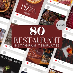 Instagram Post Templates For Restaurant, Red Food Instagram, Restaurant Social Media, Business Marketing, Canva Template