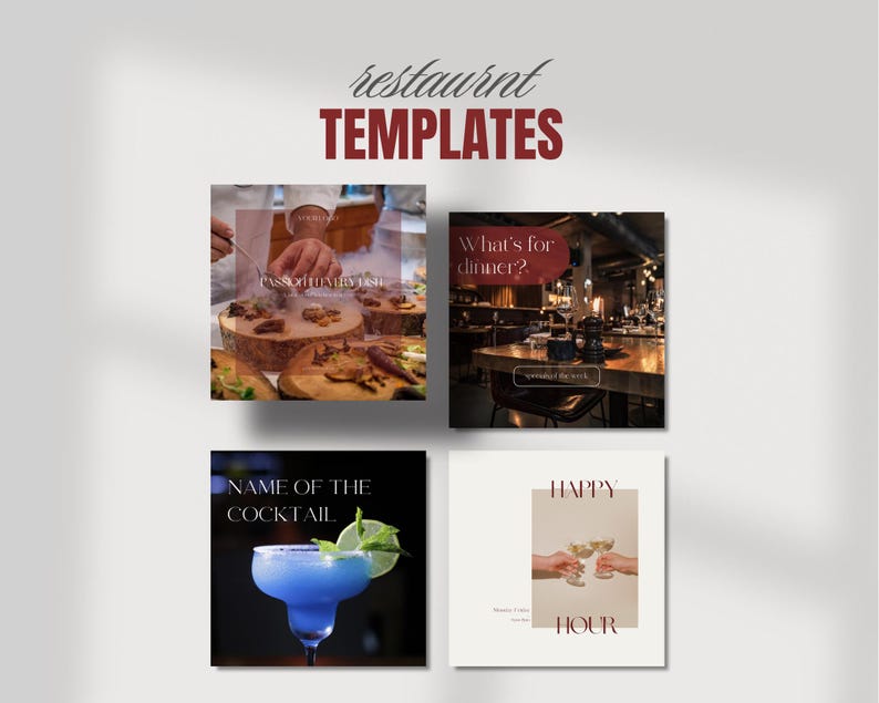 Restaurant Instagram Post Templates, Food Social Media (canva) - Etsy