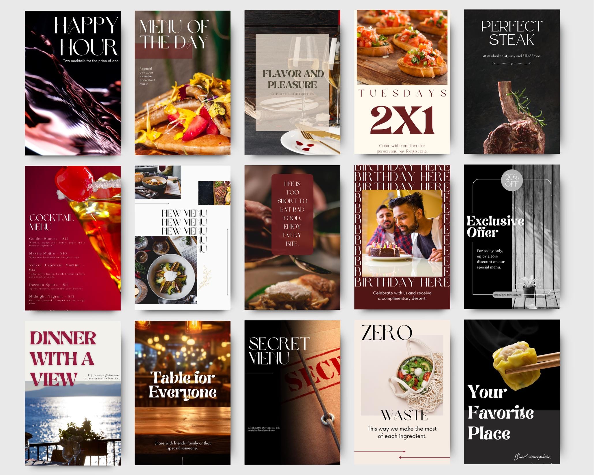 230 Restaurant Instagram Post Templates, Canva Editable (230) - Etsy
