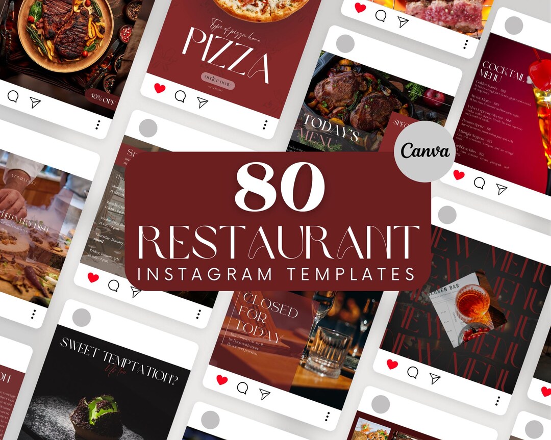 Restaurant Instagram Post Templates, Food Social Media (canva) - Etsy