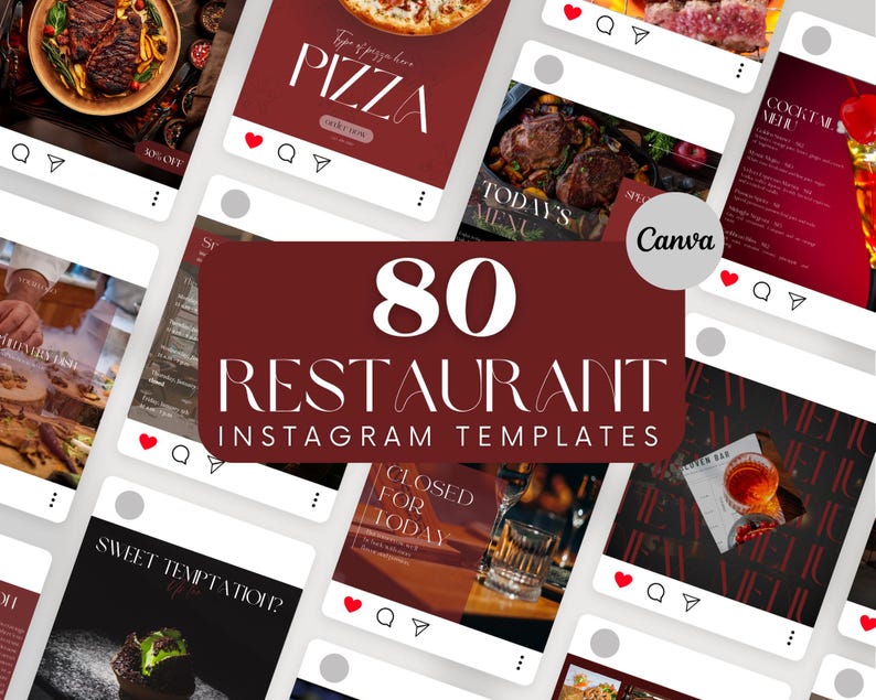 Restaurant Instagram Post Templates, Food Social Media (canva) - Etsy