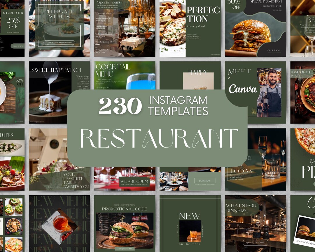 230 Restaurant Instagram Post Templates, Canva Social Media Marketing ...