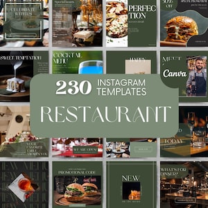 230 plantillas de publicaciones de Instagram para restaurantes, Instagram de comida roja, redes sociales para restaurantes, marketing empresarial, plantilla de Canva