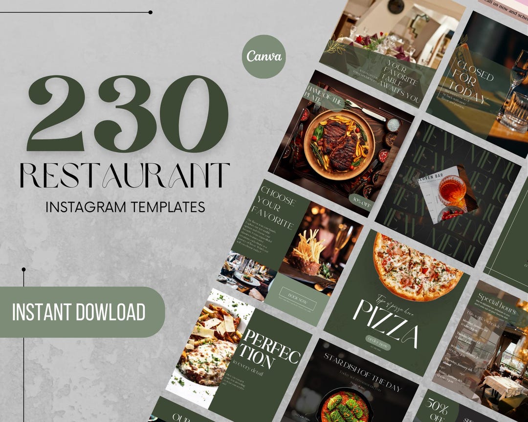 230 Restaurant Instagram Post Templates, Red Food Theme, Canva (digital ...