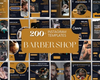 Barbershop Instagram Templates, Hair Stylist Marketing Bundle (Canva)