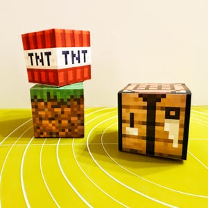 Bloki w stylu Minecraft – 12 bloków do samodzielnego wykonania w formacie PDF – trawa, TNT, ciasto i inne – do samodzielnego wykonania rękodzieła i dekoracji w wersji cyfrowej
