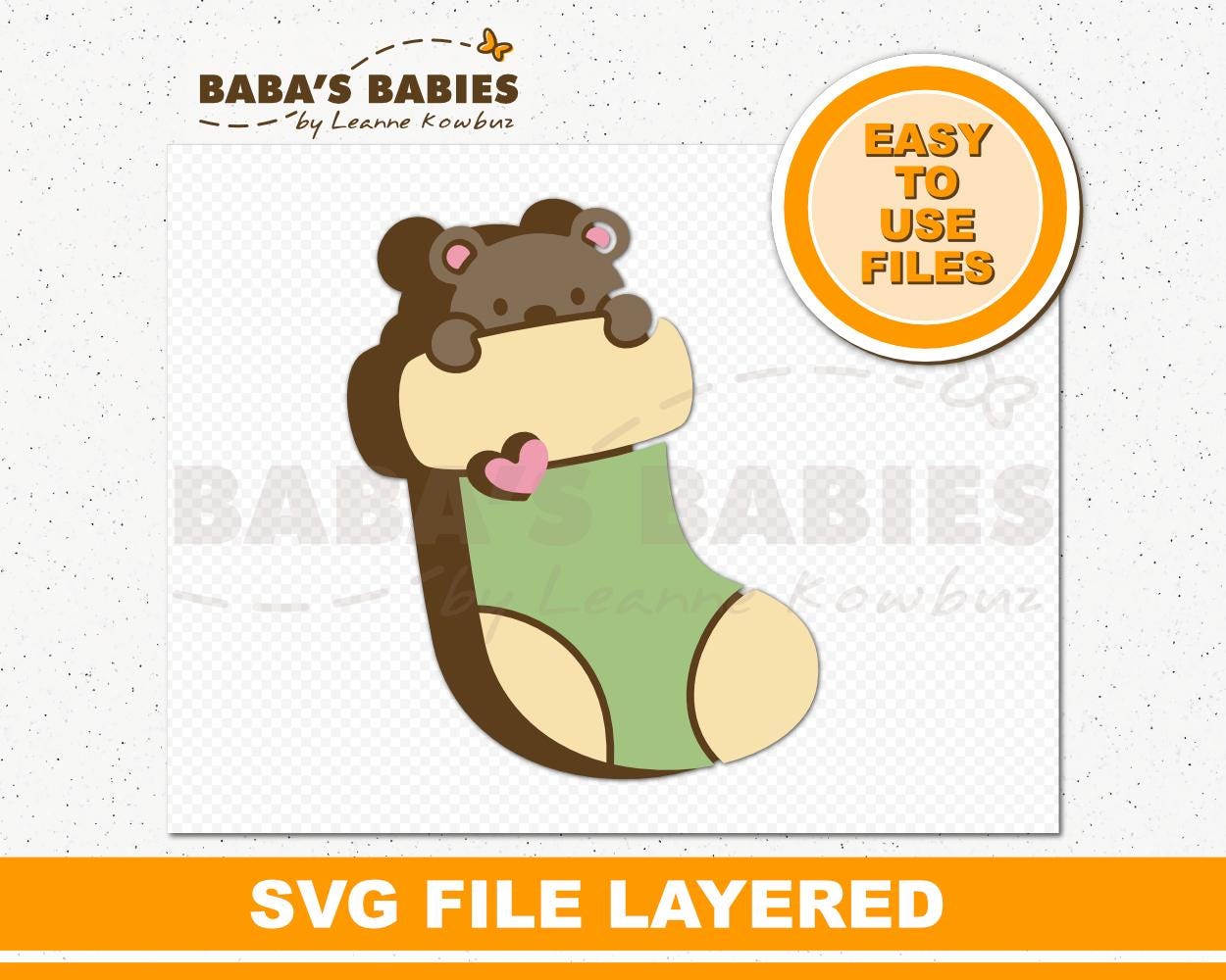 Little Bear in Stocking SVG PNG: Christmas Clipart (digital Download - Etsy