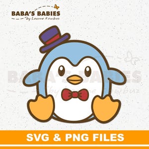 Pingüino SVG / Pingüino PNG / Clipart Pingüino / Bebé Pingüino svg / Pingüino Kawaii SVG / Pingüino con sombrero de copa svg / Descarga instantánea / svg