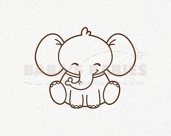 Baby Elephant Clipart, SVG PNG, Nursery Decor (Digital Download)