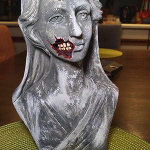 Hand painted zombie bust