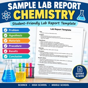 Plantilla de informe de laboratorio de química / Ejemplo de informe de laboratorio de química / Plantilla de informe de laboratorio de ciencias / Química de secundaria
